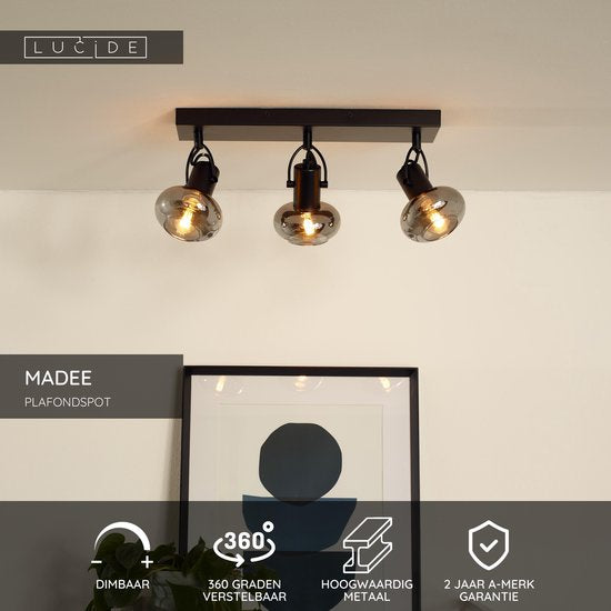 Lucide MADEE – Deckenstrahler (Deckenleuchte) – 3xE14 – Schwarz