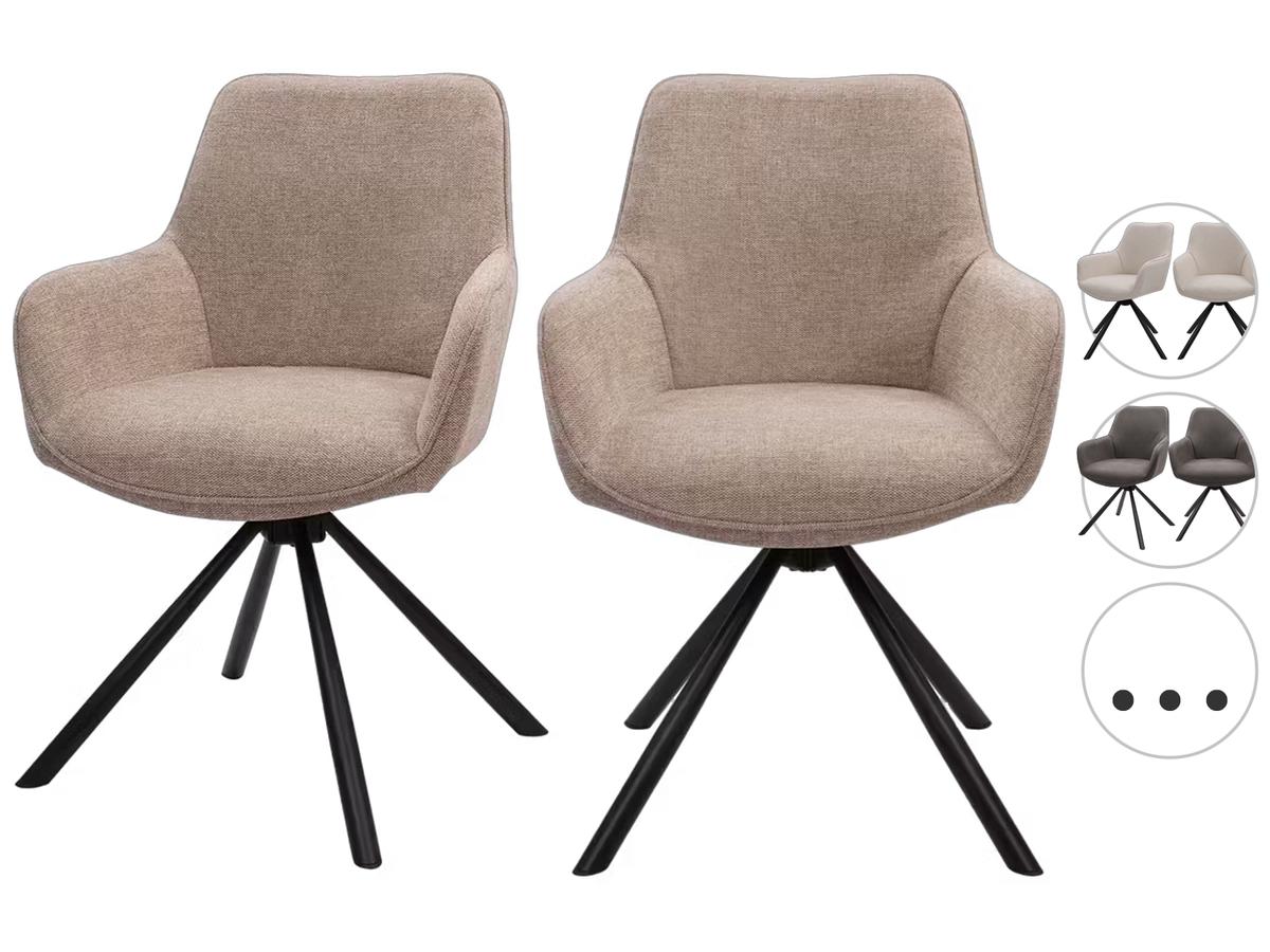 Dutchbone Oliver Drehbarer Esszimmerstuhl – Terra-Stoff – Duo-Set