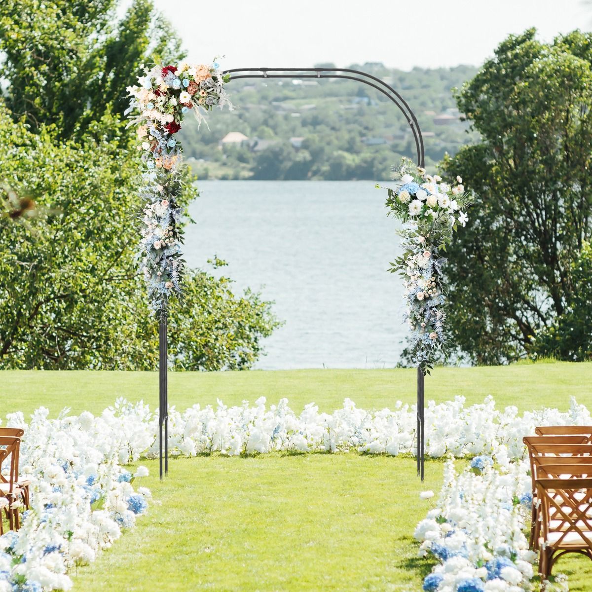 Coast Gartenbogen mit Metall-Klettergerüst Schwarz 153 x 40 x 240 cm - Dekorativer Bogen für Kletterpflanzen, Hochzeiten und Garteneingang