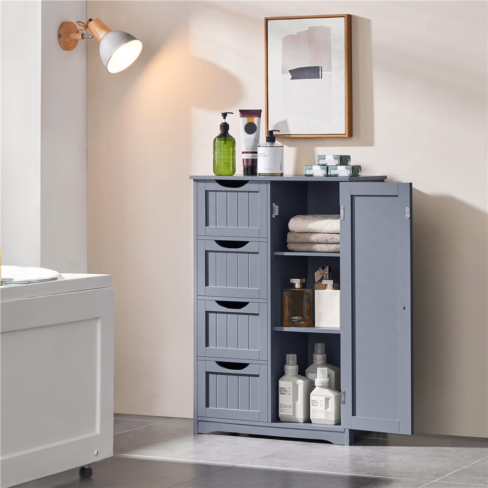 Yaheetech Badezimmerschrank mit 4 Schubladen – 55,9 x 30,5 x 82,6 cm – Grau