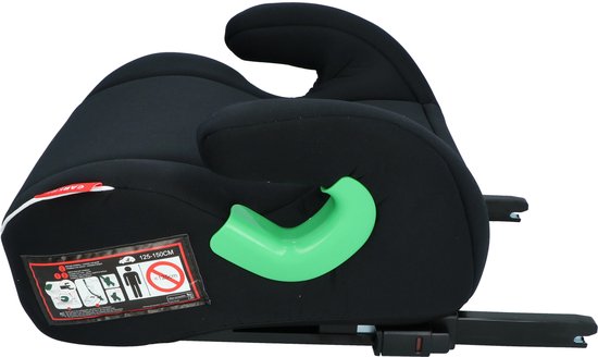 Carkids i-Size Sitzerhöhung Alfie – Isofix-Befestigung – Entspricht der Norm I-Size R-129 – Für Kinder von 125–150 cm – Abnehmbarer und waschbarer Bezug – Schwarz/Weiß