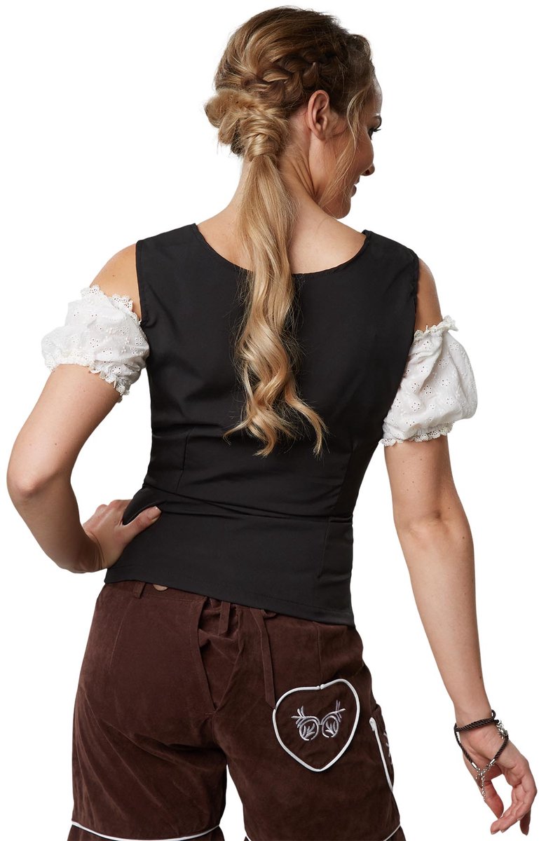 Dressforfun - Trachtenbluse Sissi - Dirndlbluse mit Carmenausschnitt, Spitze und Spitzendetails - Oktoberfest Verkleidung - Größe L