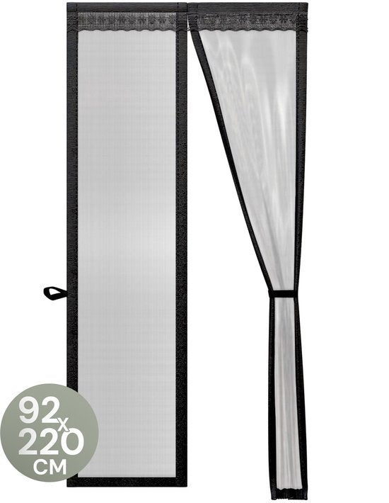 O'DADDY® Türvorhang Deluxe FIBER - Magnetischer Fliegenvorhang - Für neue und Standardtüren - Einfache Installation - Türgitter Schwarz - 92x220 cm