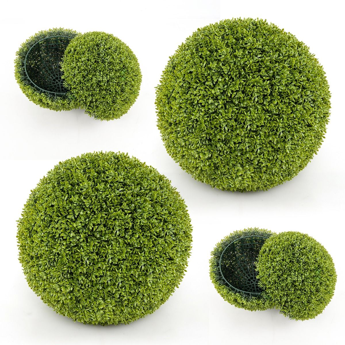 Coast 2 Stück Realistische Künstliche Buxusbirnen Ø 40 & 50 cm - UV- und wasserbeständig grün - Dekorative Buxuspflanzen für drinnen und draußen