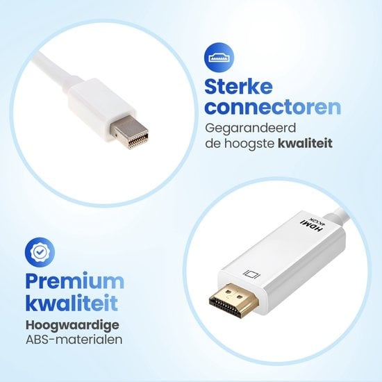 GarpexÂ® Mini DisplayPort zu HDMI Kabel - Mini DP zu HDMI Kabel - HDMI Kabel - 4K 30Hz Ultra HD - Weiß - 1.8 Meter