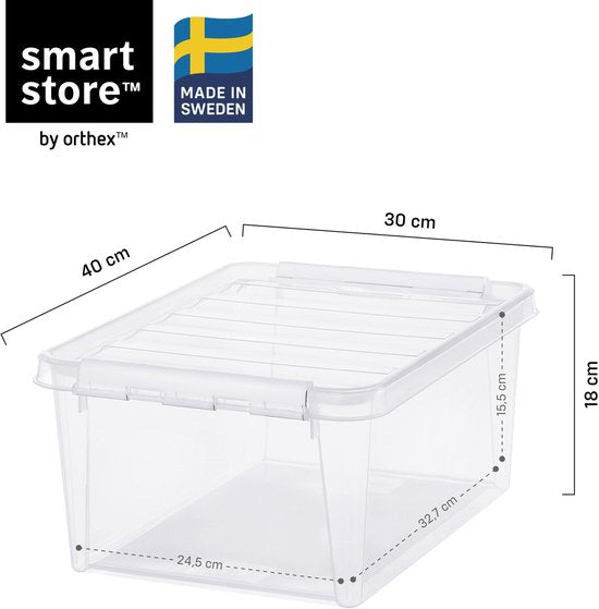 Orthex SmartStore Classic Aufbewahrungsbox mit Einteiler – transparent – 14 Liter – 3er-Set