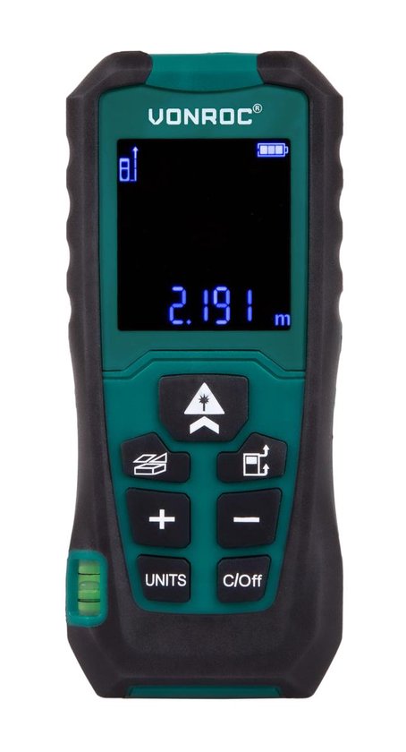VONROC Laser-Entfernungsmesser - 40 Meter Reichweite - Einstellbare Messreferenz