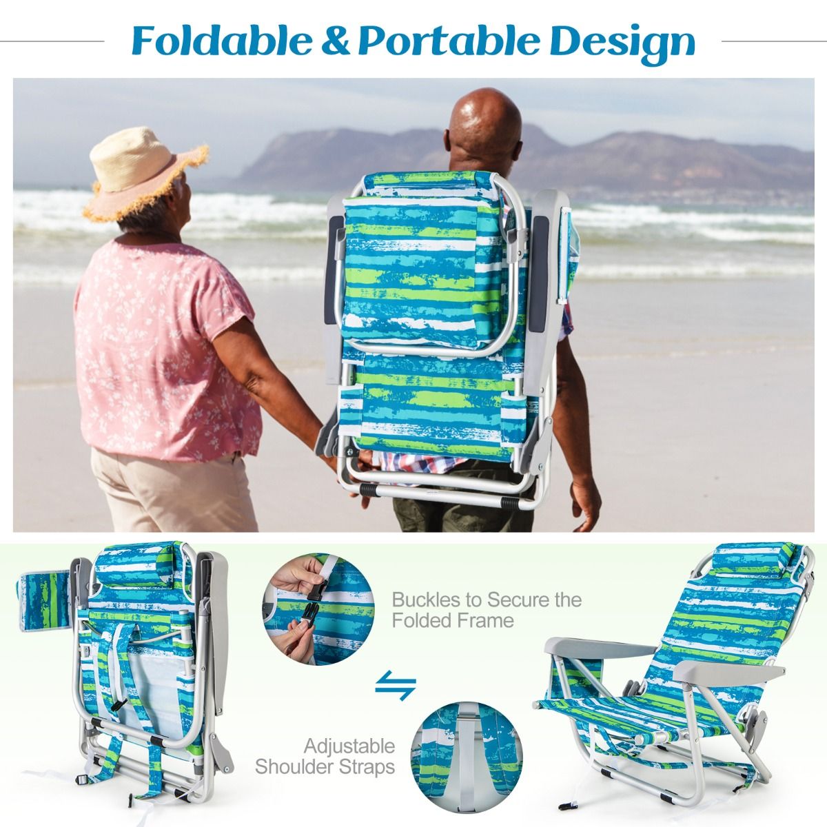Coast Strandkorb mit verstellbarer Rückenlehne - 1 Stück - Max. 150 kg - 66 x 65 x 75 cm - Grün
