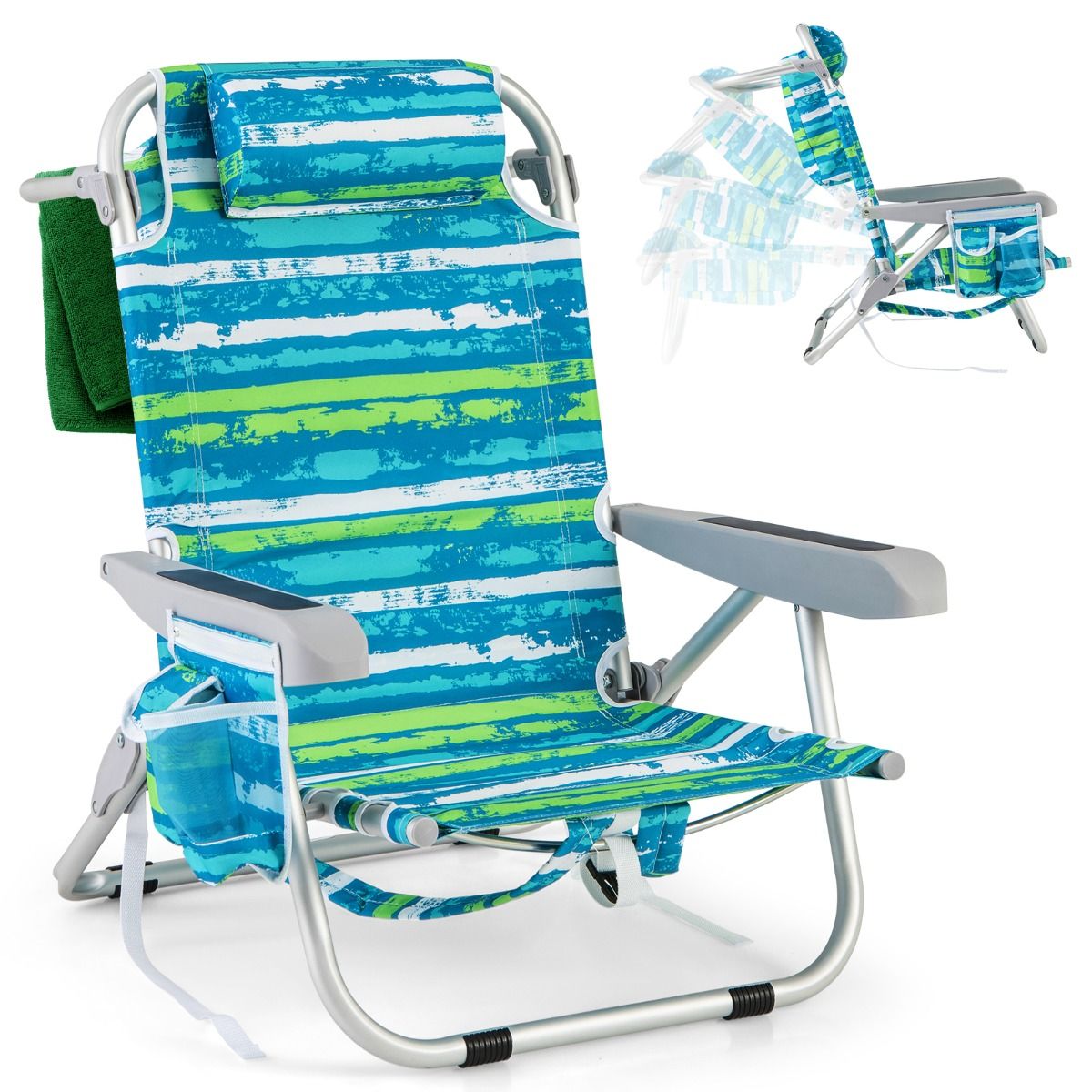 Coast Strandkorb mit verstellbarer Rückenlehne - 1 Stück - Max. 150 kg - 66 x 65 x 75 cm - Grün