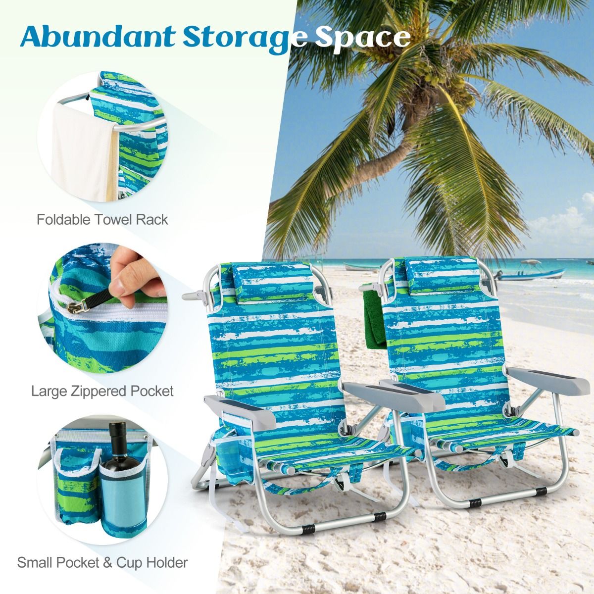 Coast Strandkorb mit verstellbarer Rückenlehne - 1 Stück - Max. 150 kg - 66 x 65 x 75 cm - Grün