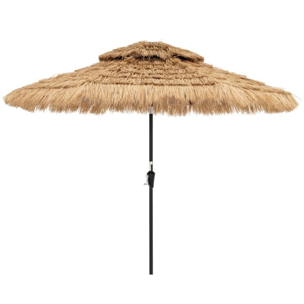 Coast Hawaii-Sonnenschirm - Ø 270 cm, 32 LED-Leuchten, 35° neigbar - 270 x 256 cm - PP/Polyester/Metall - Natur