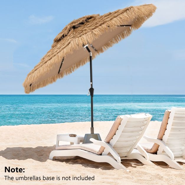 Coast Hawaii-Sonnenschirm - Ø 270 cm, 32 LED-Leuchten, 35° neigbar - 270 x 256 cm - PP/Polyester/Metall - Natur