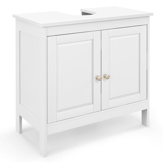 Coast Unterschrank Waschbecken - 60x30x62 cm - Weiß - Badezimmerschrank mit 2 Türen und verstellbarem Einlegeboden