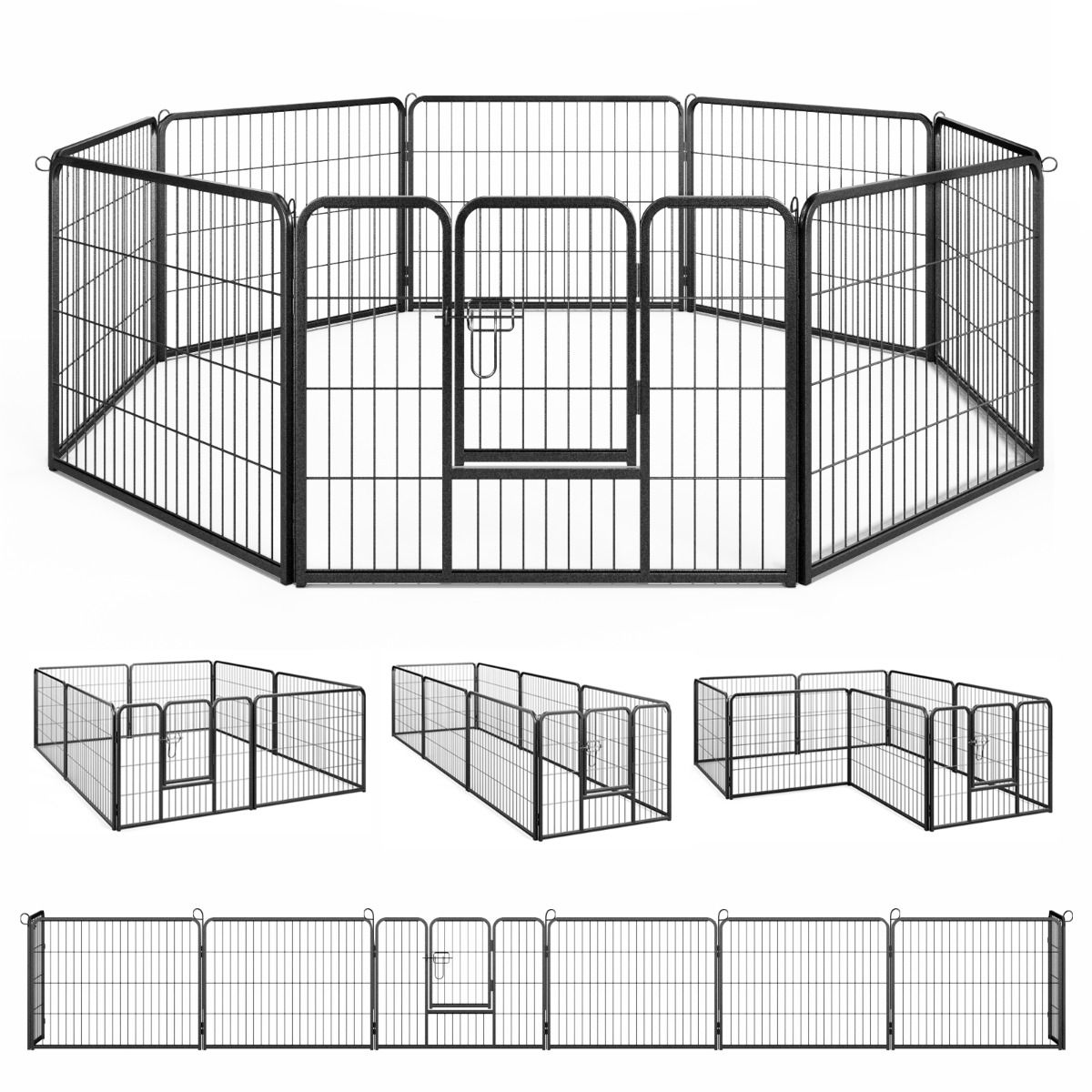 Coast Indoor Outdoor Hundehütte - 8 Paneele - 79x60 cm - Schwarz - Tragbar & faltbar - Für Welpen/Kleintiere/Hasen/Katzen