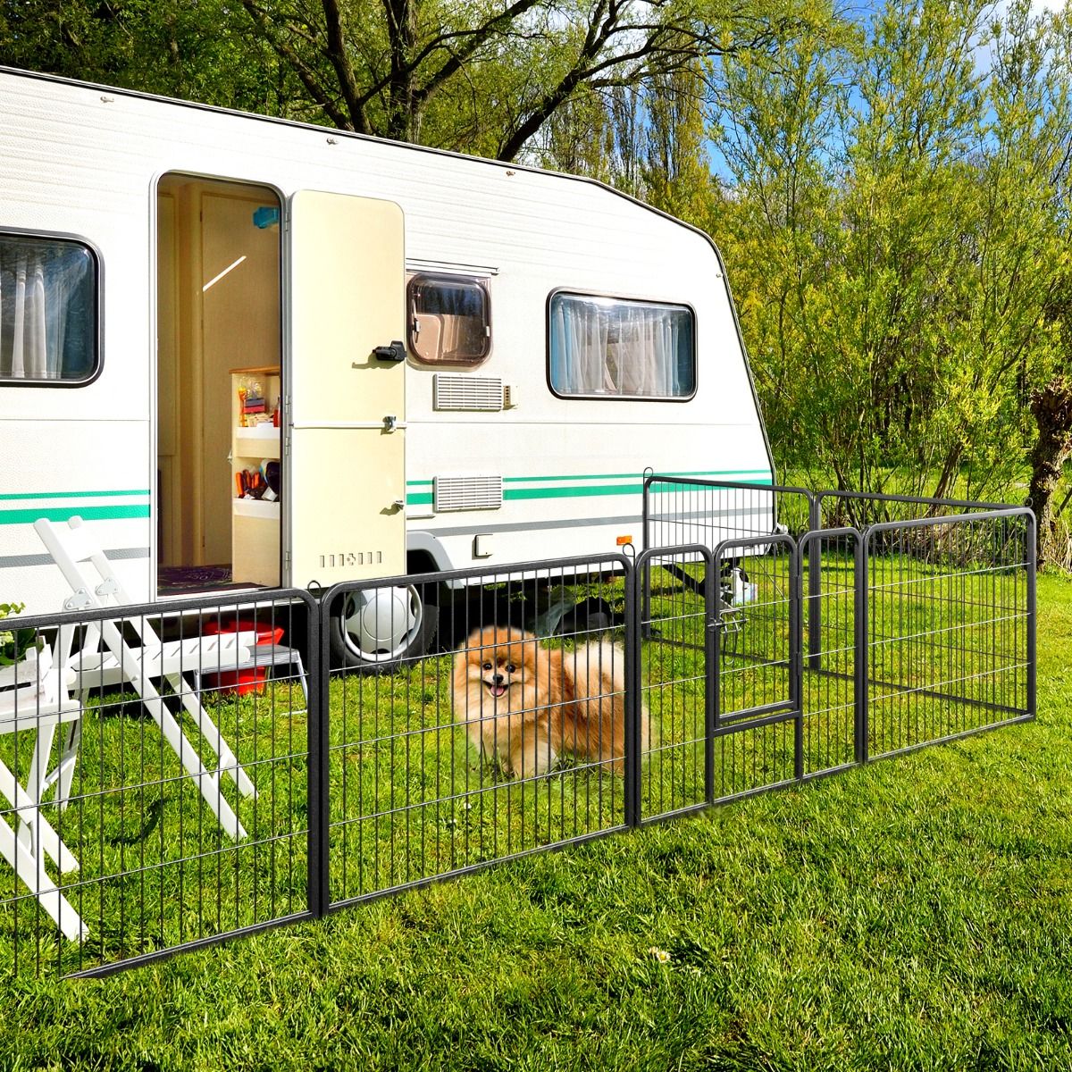 Coast Indoor Outdoor Hundehütte - 8 Paneele - 79x60 cm - Schwarz - Tragbar & faltbar - Für Welpen/Kleintiere/Hasen/Katzen