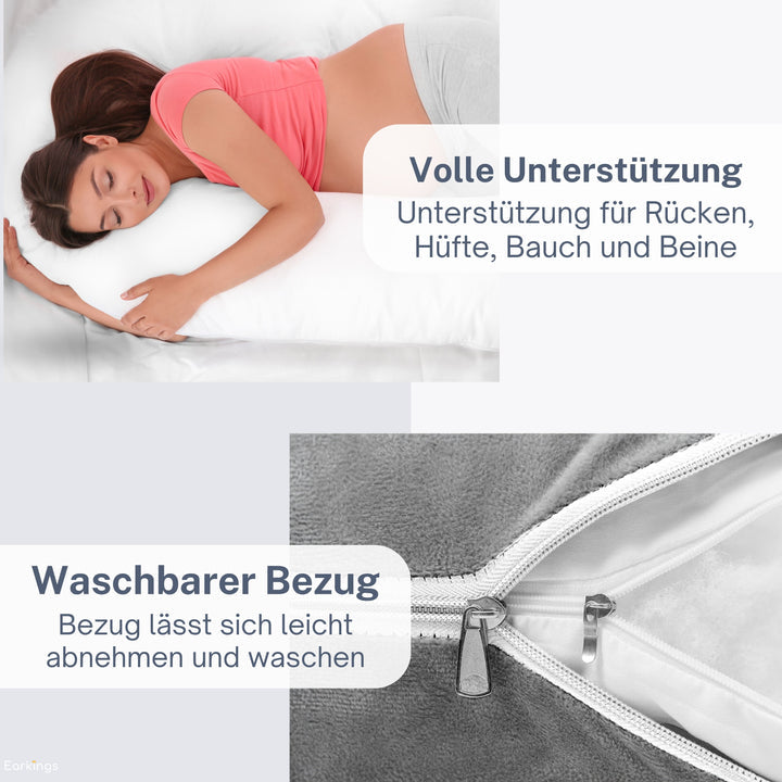 Earkings Sleeping pillow - 140x80cm - Schwarz - U-Form - Ohne Inhalt