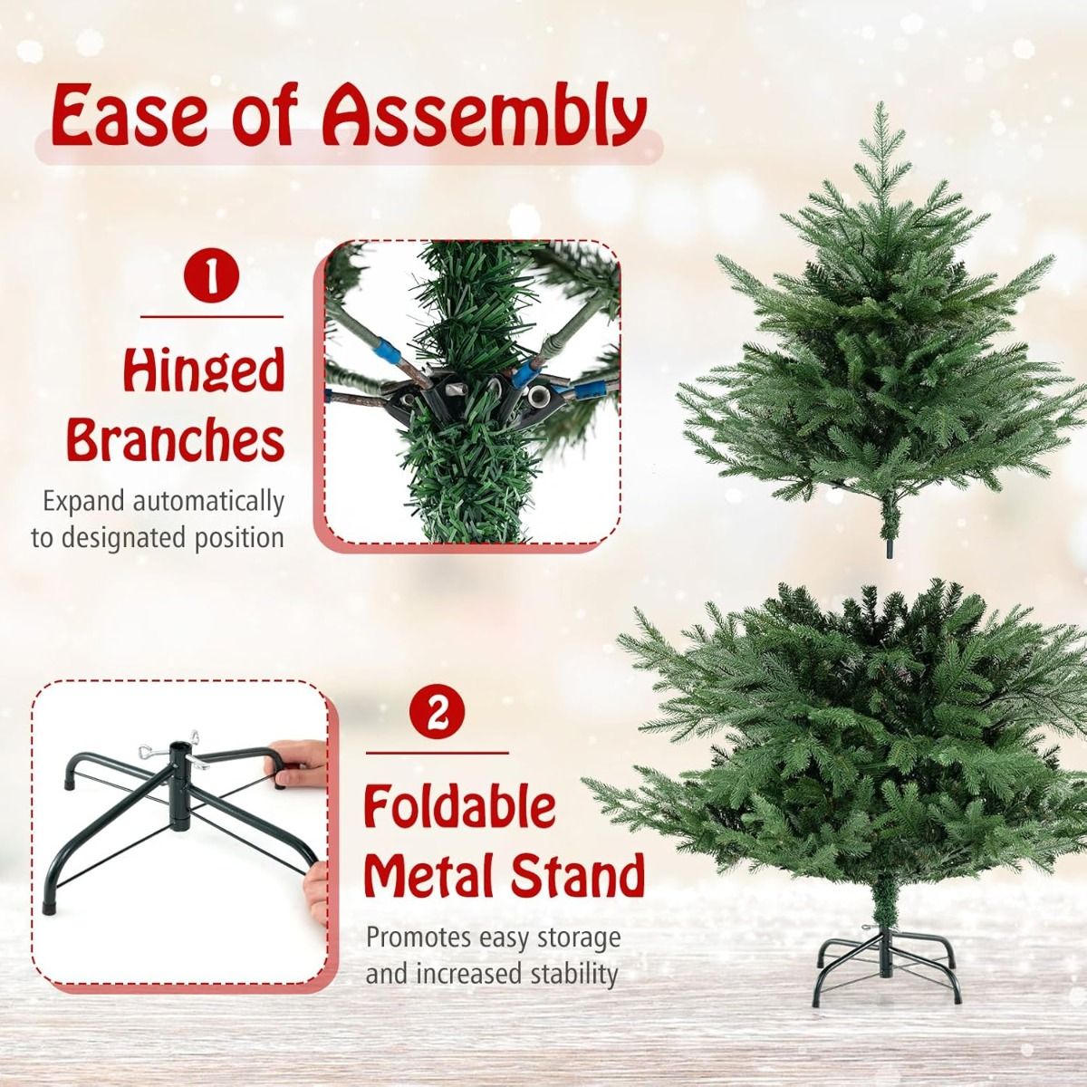 Coast Künstlicher Weihnachtsbaum 135 cm - Grün - aufklappbar - mit warmweißen LEDs beleuchtet - mit Metallständer