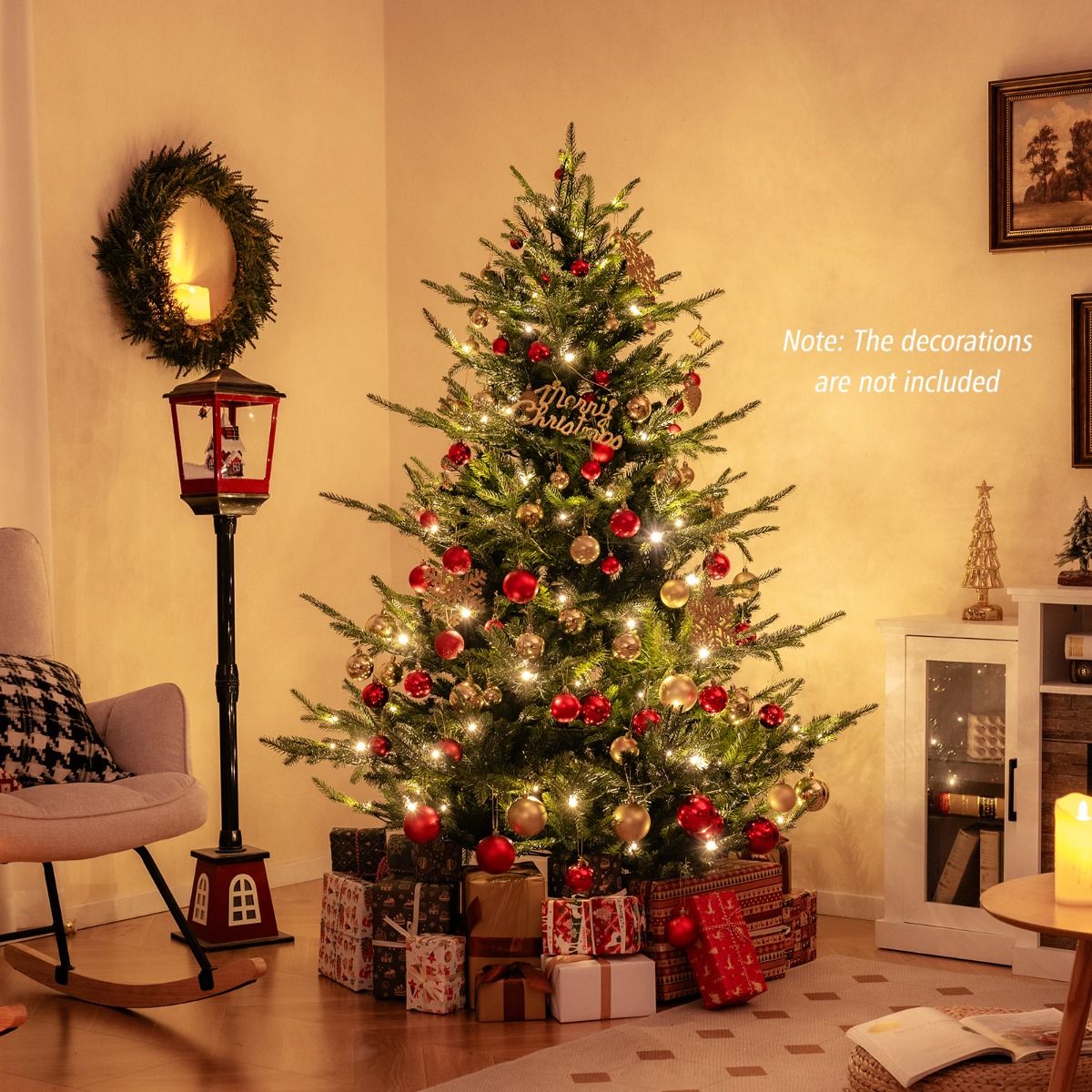 Coast Künstlicher Weihnachtsbaum 135 cm - Grün - aufklappbar - mit warmweißen LEDs beleuchtet - mit Metallständer