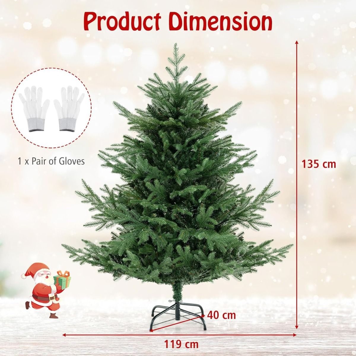 Coast Künstlicher Weihnachtsbaum 135 cm - Grün - aufklappbar - mit warmweißen LEDs beleuchtet - mit Metallständer