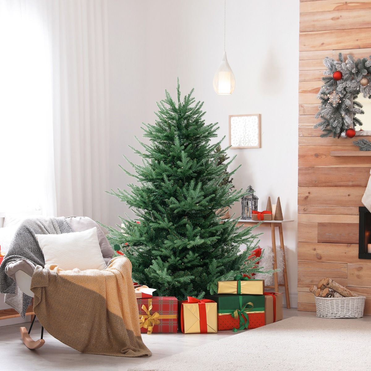 Coast Künstlicher Weihnachtsbaum 135 cm - Grün - aufklappbar - mit warmweißen LEDs beleuchtet - mit Metallständer