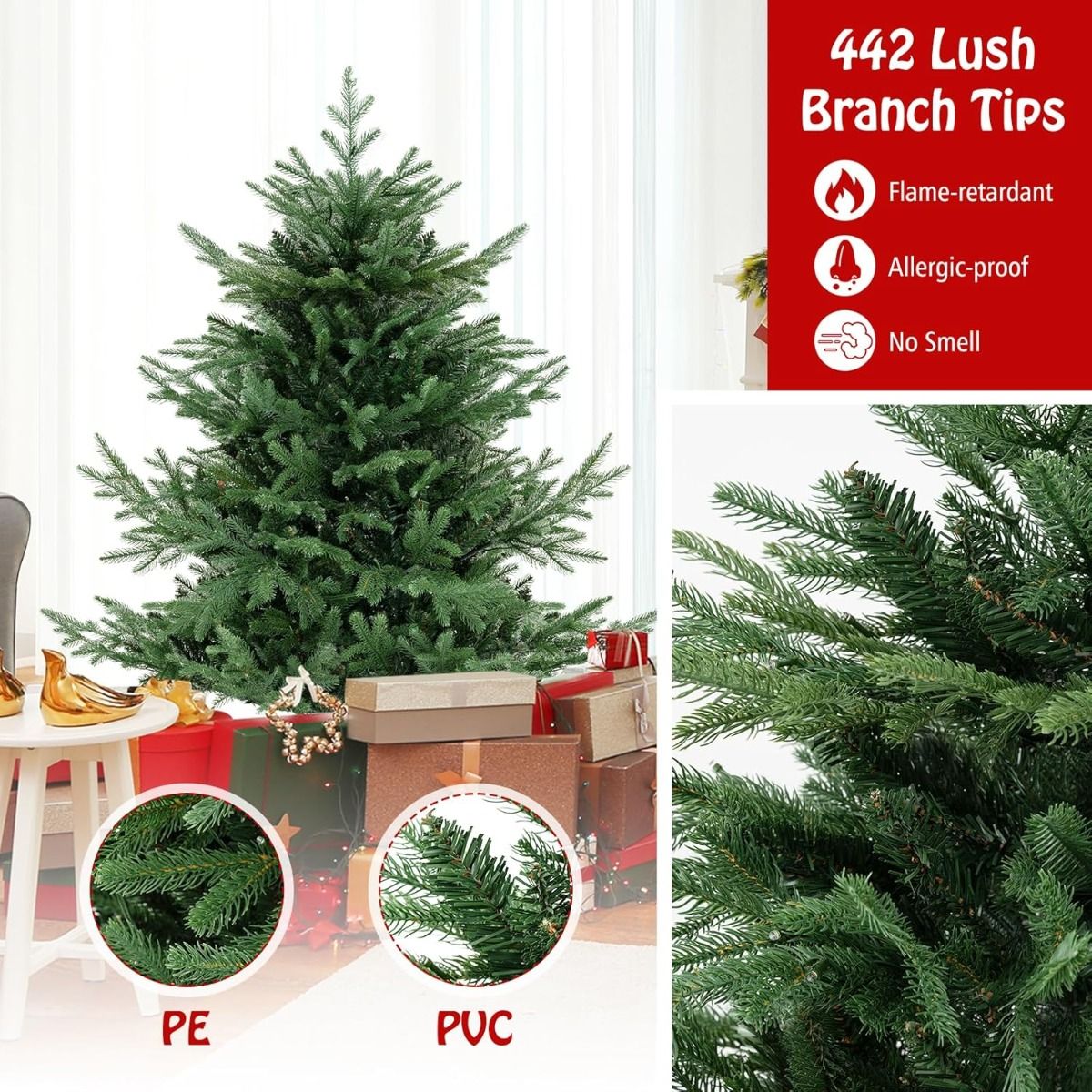 Coast Künstlicher Weihnachtsbaum 135 cm - Grün - aufklappbar - mit warmweißen LEDs beleuchtet - mit Metallständer