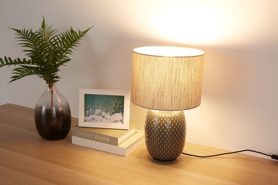 Pauleen LED-Tischlampe „Pretty Classy“ – E27 – max. 60 W – Wohnzimmer, Schlafzimmer und Esszimmer – Grau/Beige