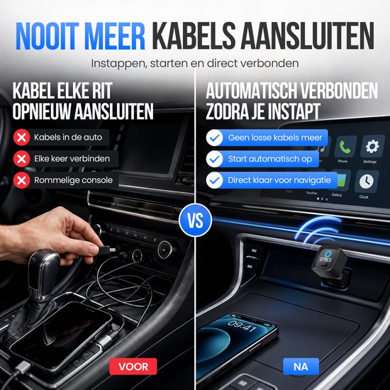 Strex Wireless-Adapter, kompatibel mit Apple CarPlay und Android Auto – Wireless-Dongle – USB-A und USB-C – Plug-and-Play