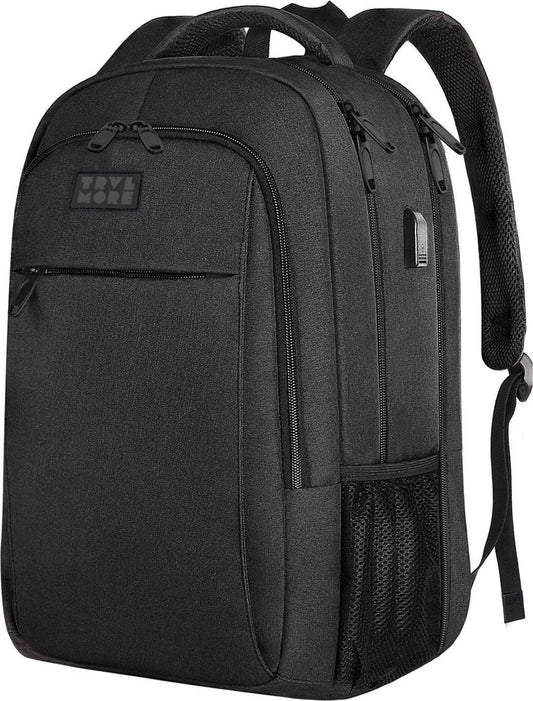 TRVLMORE Rucksack - 36L - 17.3 Zoll - Laptop-Rucksack - Schultasche - Unisex - Spritzwassergeschützt Schwarz