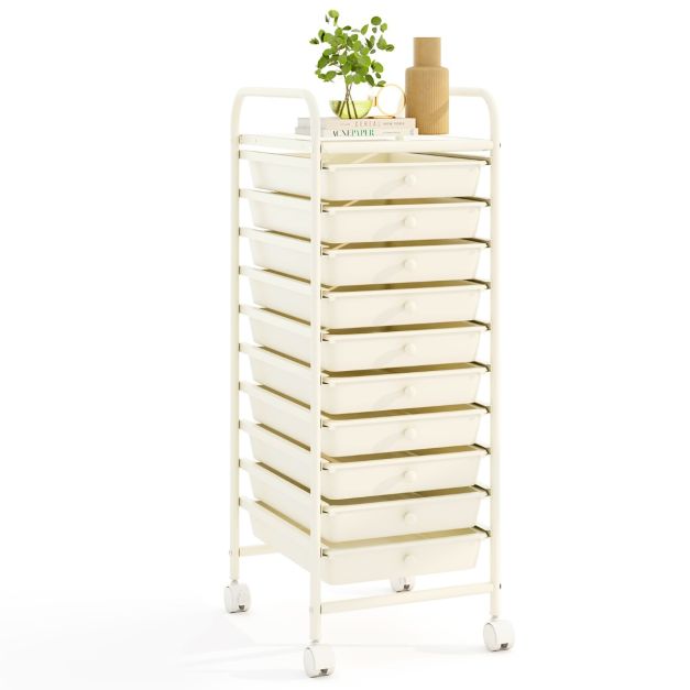 Coast Storage Trolley - Metall - 10 Schubladen - 360° Räder - 33x37x86 cm - Schwarz
