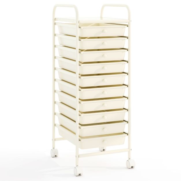 Coast Storage Trolley - Metall - 10 Schubladen - 360° Räder - 33x37x86 cm - Schwarz