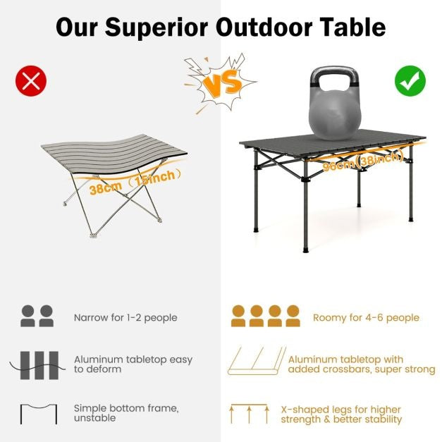 Coast Campingtisch Aluminium mit Tragetasche - 95 x 55 x 50 cm - Max. 60 kg - Schwarz