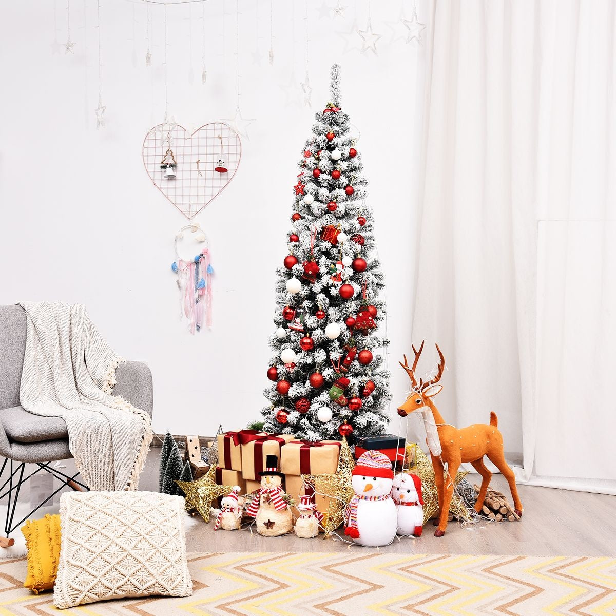 Coast Pencil Weihnachtsbaum mit Schnee - mit Metallsockel - 180 cm