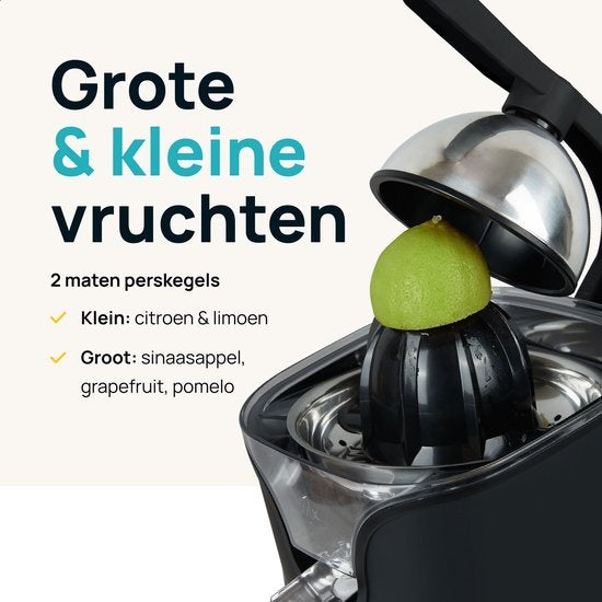 MOA Zitruspresse - Zitruspresse - Elektrische Orangenpresse - Zitronenpresse - 2 Presskegel - Schwarz - CJ408B