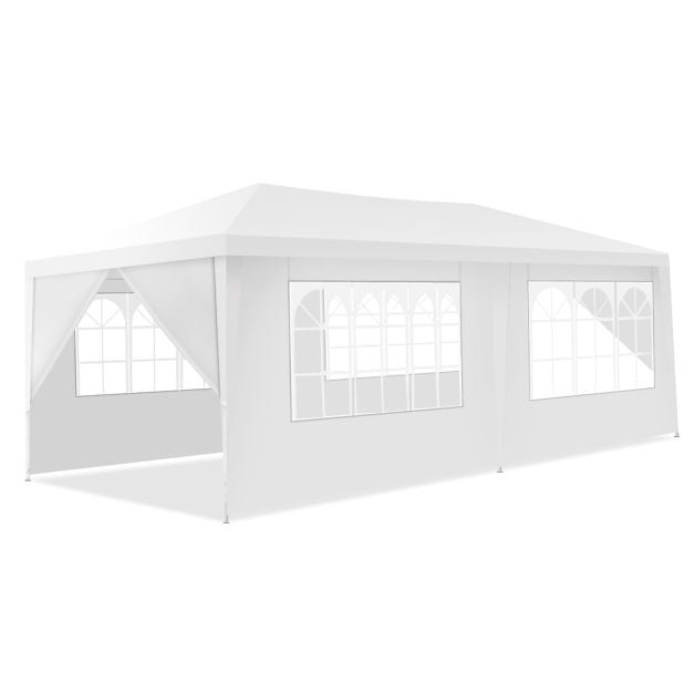 Coast Gartenpavillon Partyzelt - 6 Seitenwände - UV- und wasserfest - 6 x 3 x 2,5m - Stahl/PE - Weiß