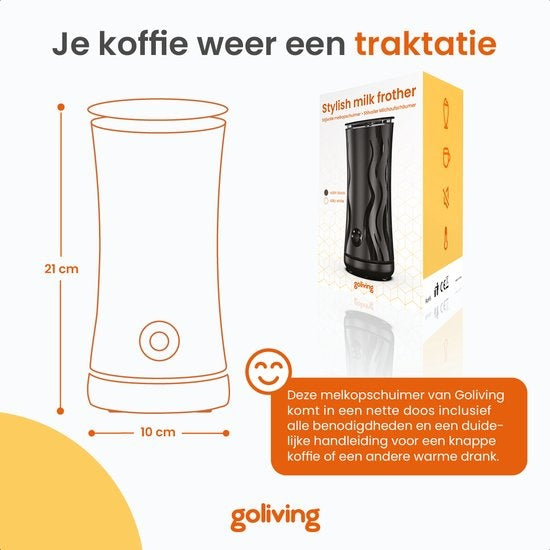 Goliving - Milchaufschäumer elektrisch - 4-in-1 - Heißes und kaltes Aufschäumen - Antihaftbeschichtung - 240 ml - Schwarz