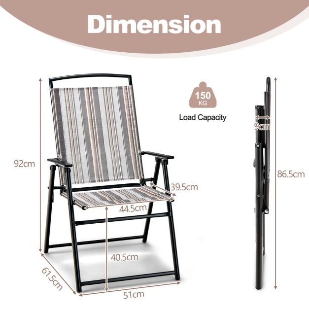 Coast Gartenstühle - Klappbar - Ergonomisch - Tragbar - 51 x 61,5 x 92 cm - Grau