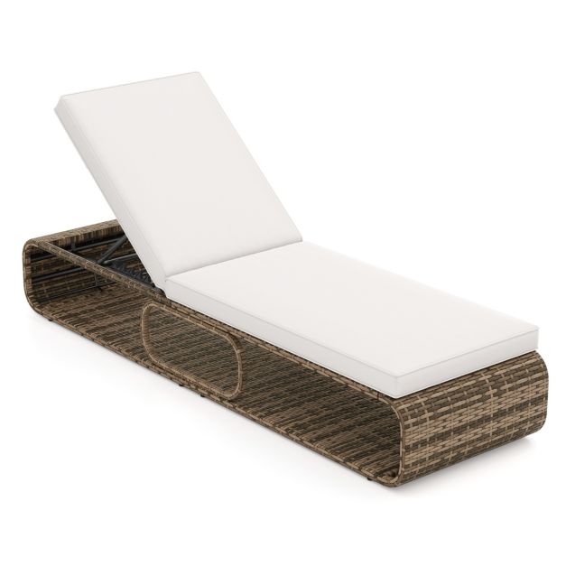Coast Sonnenliege - Rattan - Verstellbar - Aufbewahrung - Kissen - 185 x 65 x 26-86 cm - Mixed Brown