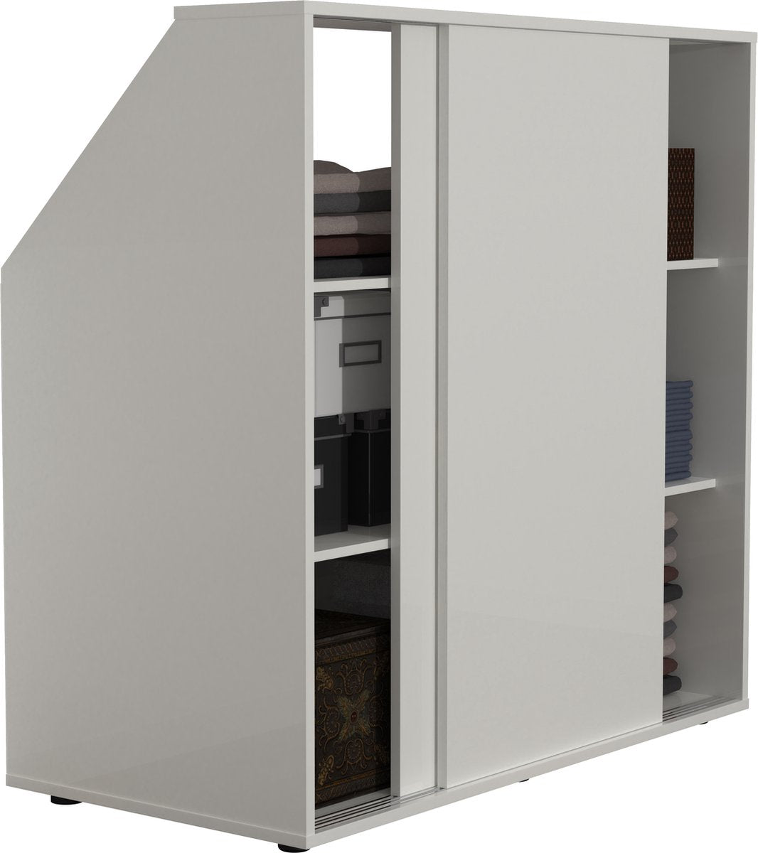 TheBestOf Furniture Aufbewahrungsschrank für schräge Wand – Weiß