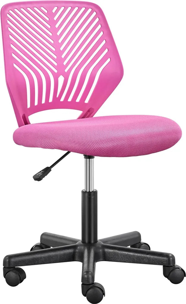 Yaheetech Bürostuhl, verstellbar, 50 x 55 x 79–92 cm – Rosa – Drehstuhl ohne Armlehnen