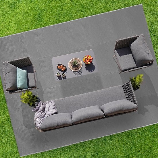 LifeGoods Outdoor-Teppich - 274x350CM - Gartenteppich - Inkl. Tragetasche - Grau
