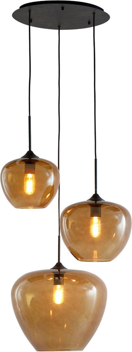 Light & Living Hängeleuchte Mayson - Braunes Glas - Ø40cm - 3L - Modern - Hängeleuchten Esszimmer, Schlafzimmer, Wohnzimmer