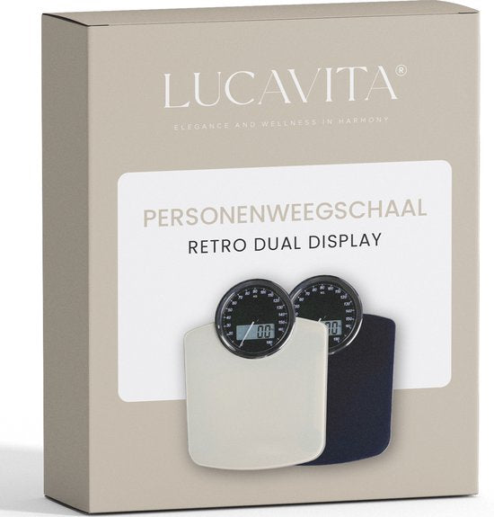LUCAVITA® Personenwaage „Dual Display Retro“ mit Maßband – Körper – Digital – Analog – Best Buy – Vintage