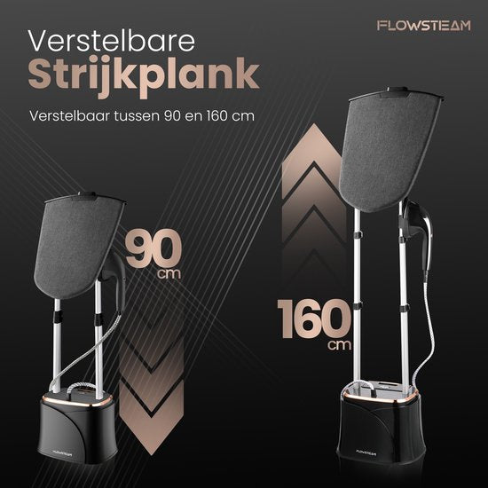 FLOWSTEAM® PRO Wäschedampfer - Handdampfer - Dampfreiniger - Wäschedampfer - 150 Minuten Dampfen - 2,5M Kabel - Schwarz