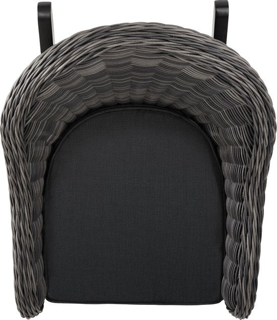 tectake - Flechtschaukelstuhl Rovigo mit Hocker Vibo - grau - Poly-Rattan