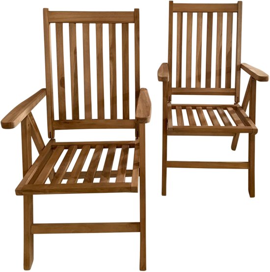 AXI Nuria Teak verstellbare Gartenstühle – Klappbare Gartenstühle aus Holz – 5 Positionen – 2er-Set – 100 % Teakholz – Tragkraft 180 kg – Garten, Terrasse oder Balkon