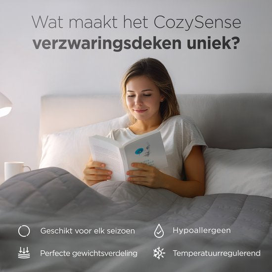 CozySense® Weighted Blanket 8kg - 100% Tencel - Weighted Blanket - Schwergewichtige Decke mit Temperaturregulierung und atmungsaktivem Komfort - GLASS-Flow® Druckverteilung - 1-Person - Grau