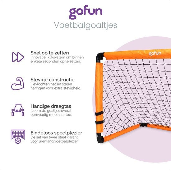 Gofun Fußballtor 2er-Set - Fußballtore - Fußballtor - Fußballtore für Kinder - faltbar - 90 x 60 x 60 cm - Schwarz/Orange