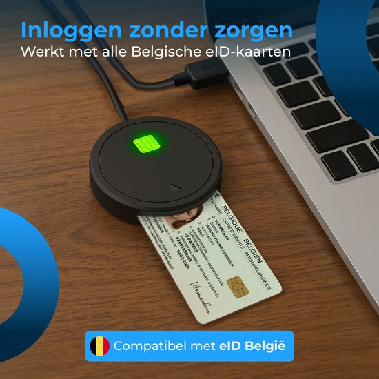 Nuvance ID-Kartenlesegerät – eID-Lesegerät Belgien – Für belgische Personalausweise, Bankkarten und Firmenausweise – USB-Kartenlesegerät