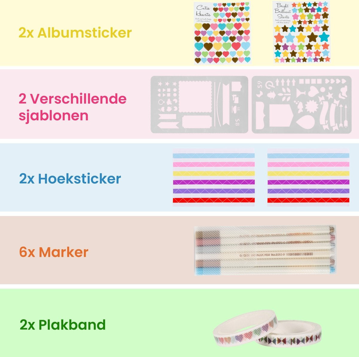 Saaf Scrapbook Set - Inkl. Zubehör - Scrapbooking Sammelalbum - Fotobuch / Gästebuch - Schwarz