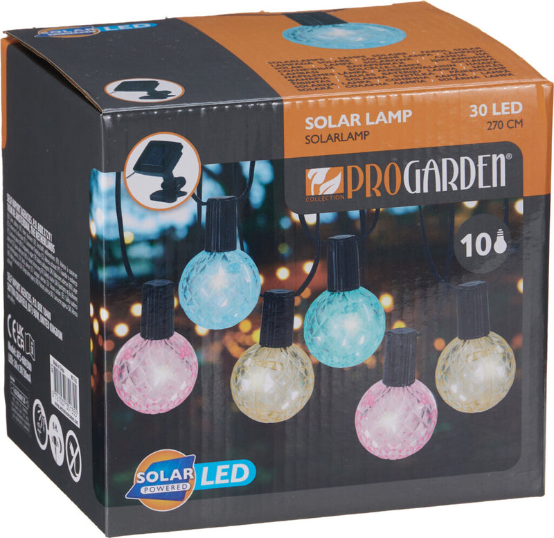 Pro Garden Solar-Lichterkette – 10 Lämpchen – 2,7 m – mehrfarbig